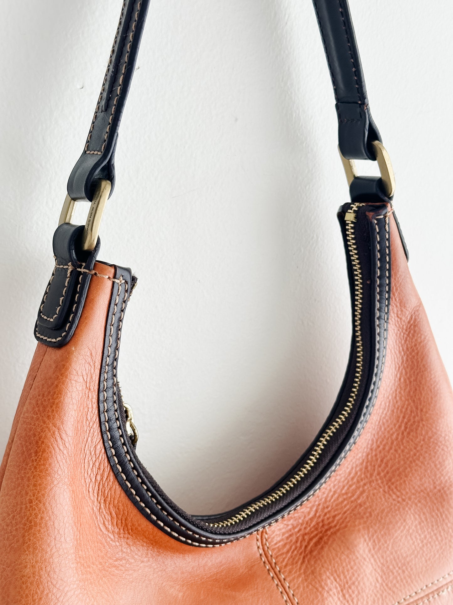 vintage saddle leather hobo bag
