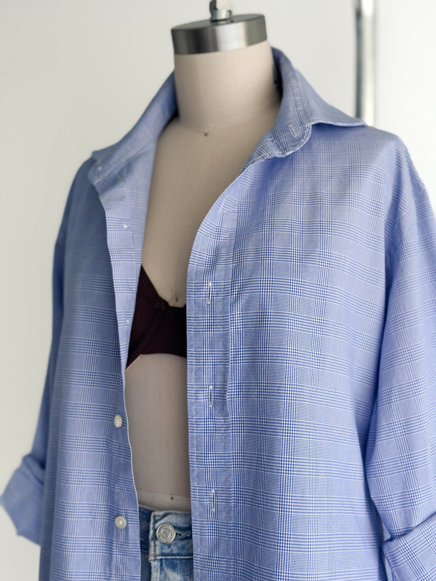 vintage glen plaid RL button down shirt (M)
