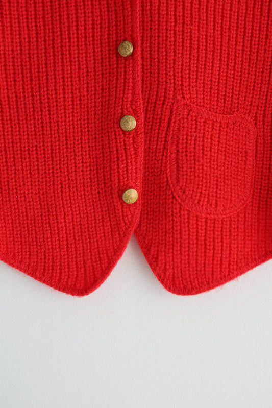 vintage sleeveless red knit sweater (S)