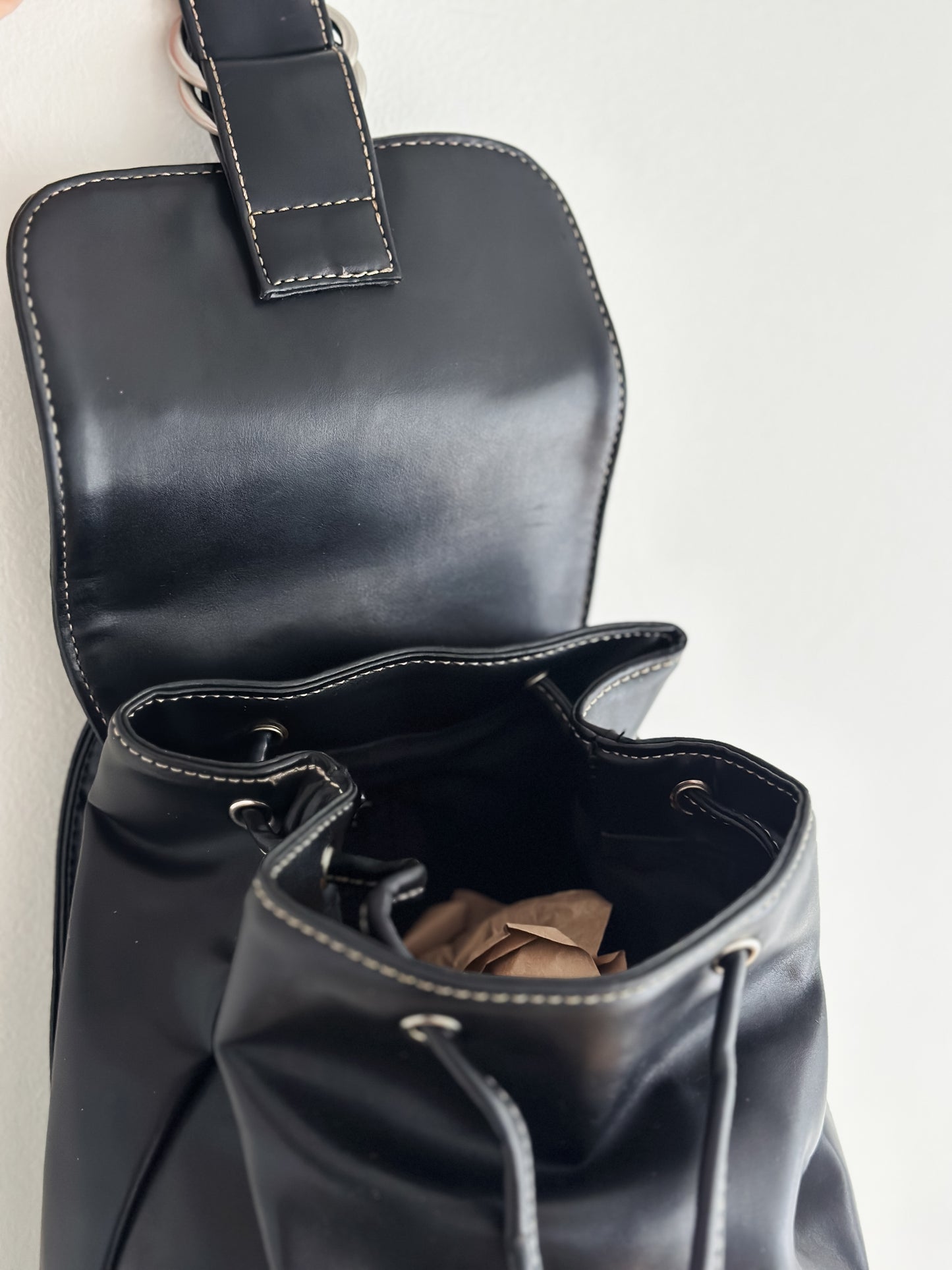 vintage vegan leather backpack