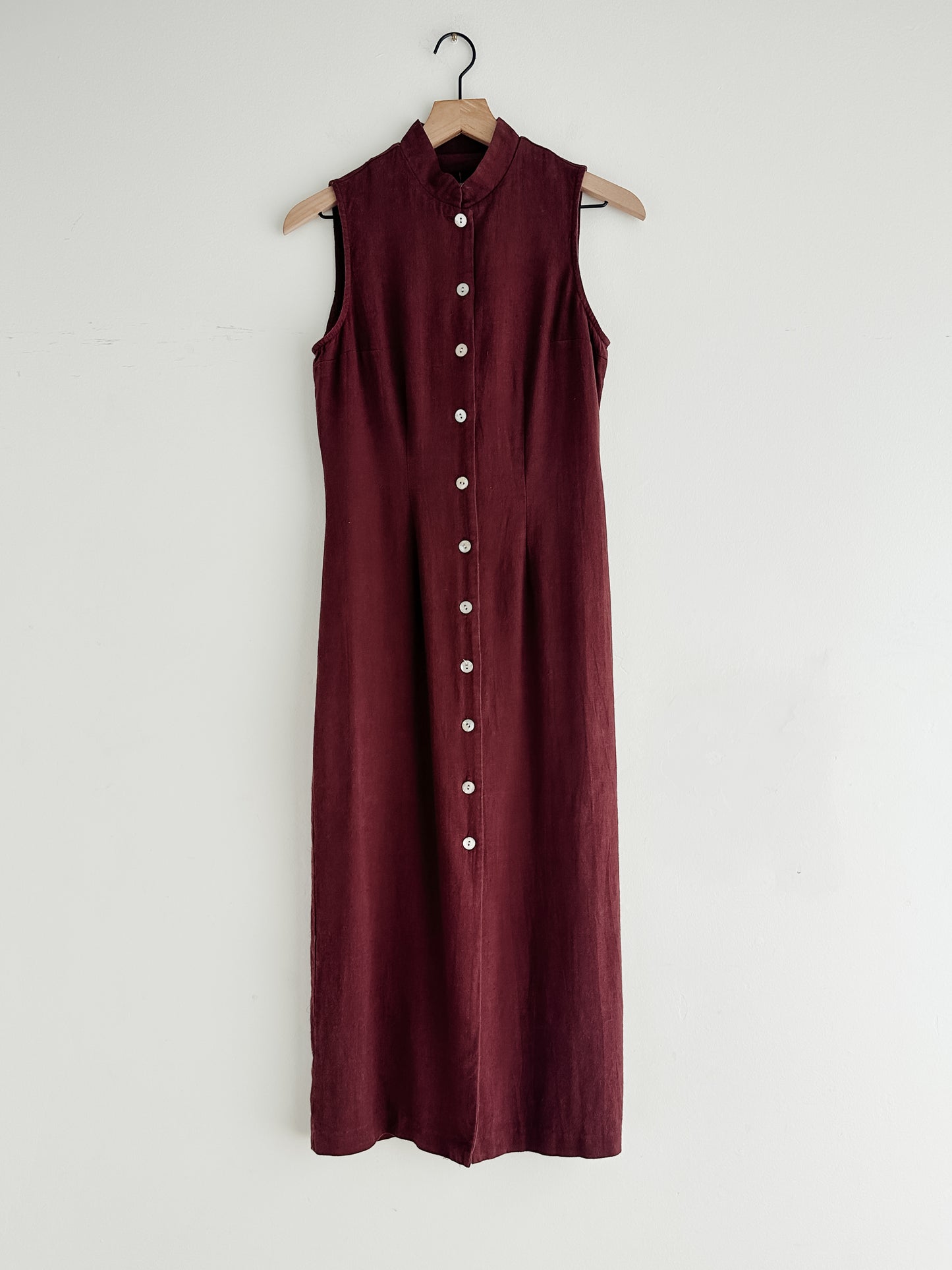 vintage chocolate linen dress (S)