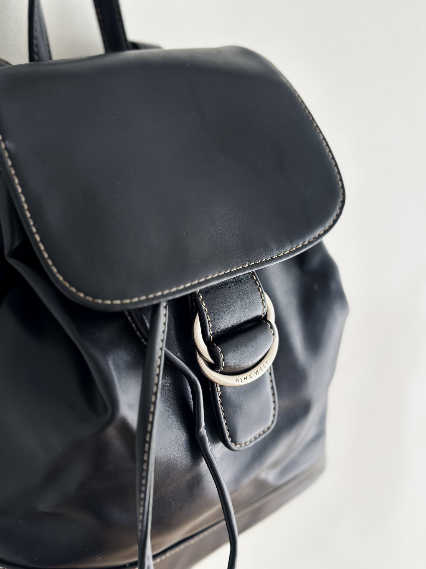 vintage vegan leather backpack