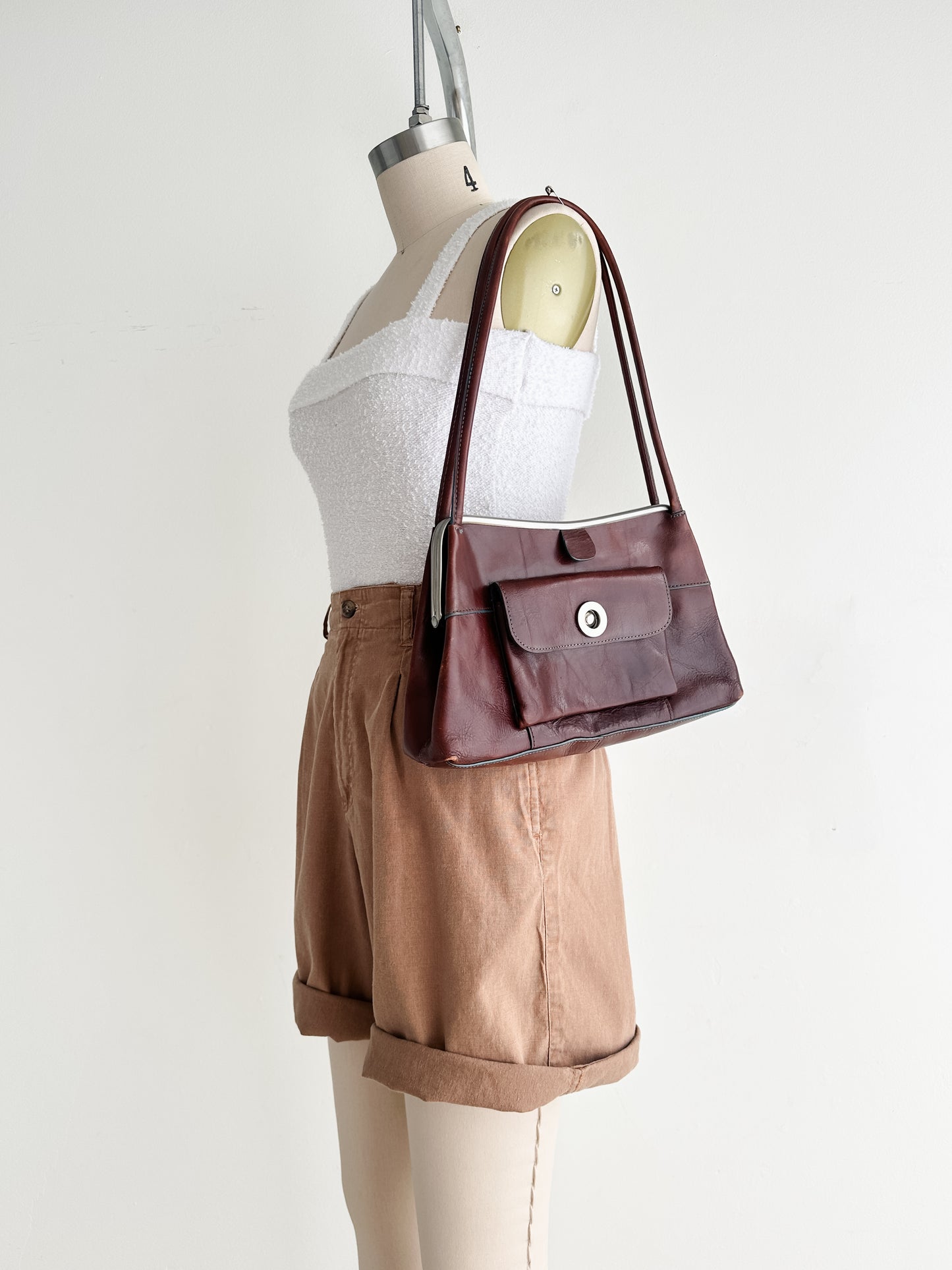 vintage oxblood leather shoulder bag