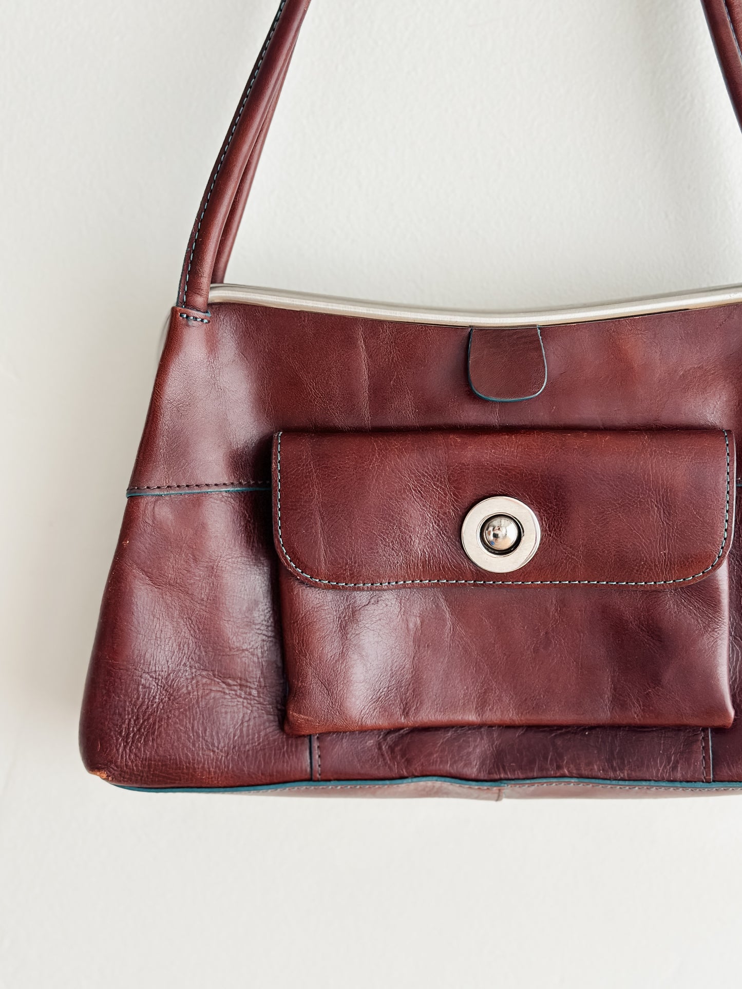 vintage oxblood leather shoulder bag