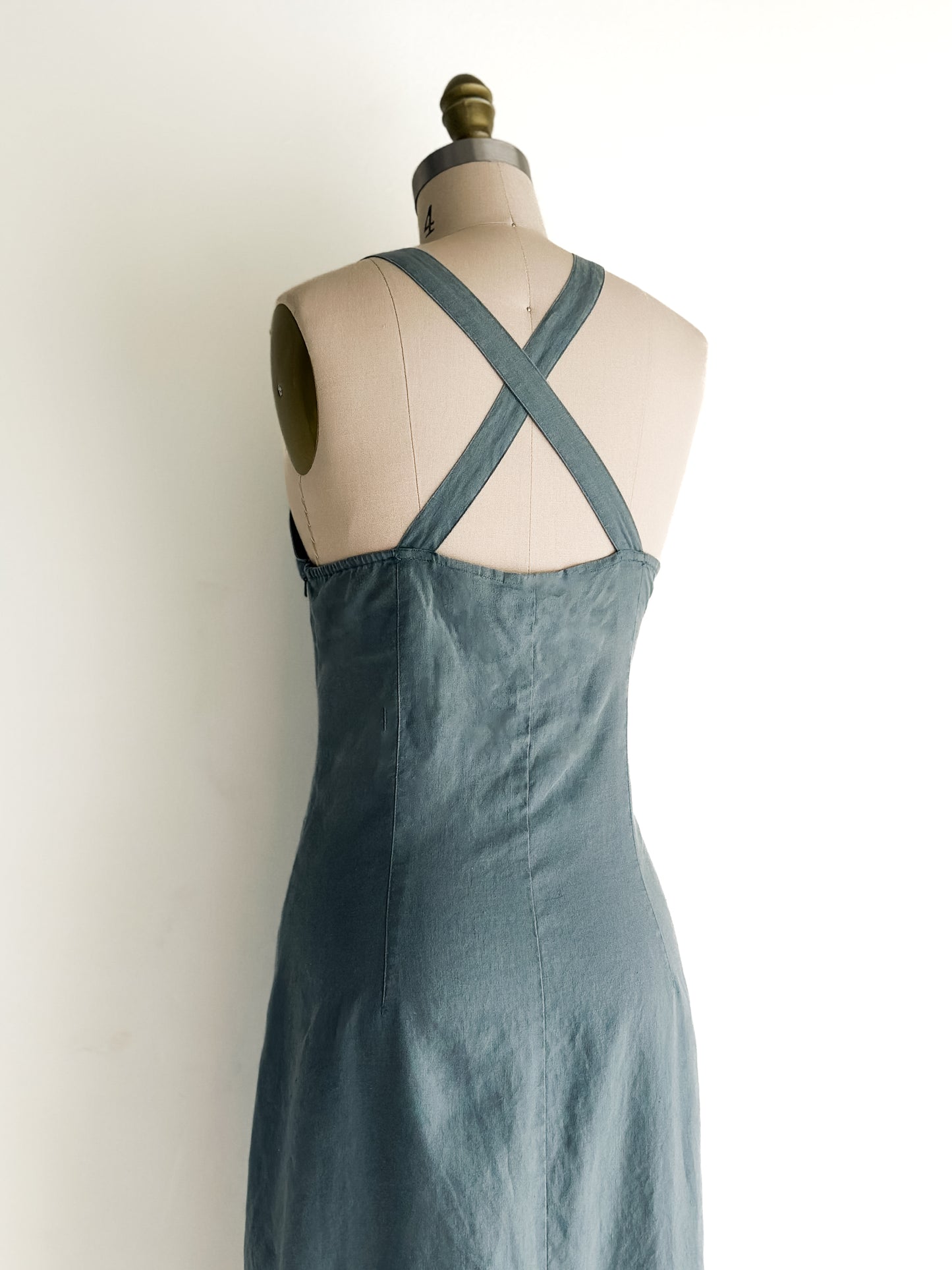 vintage sea glass linen dress (M)