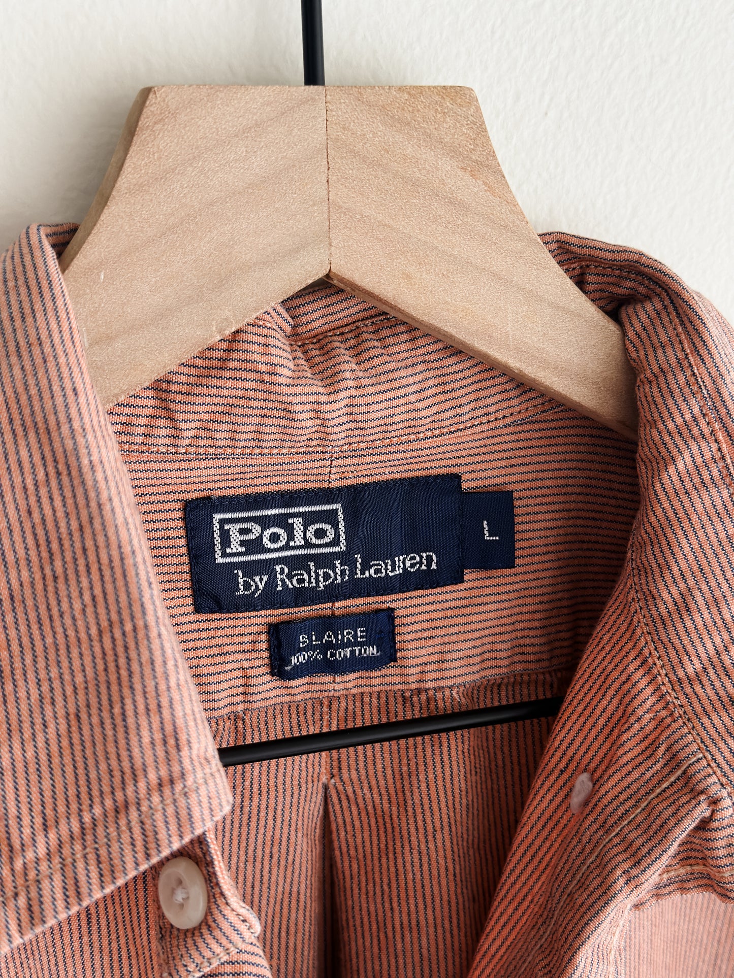 vintage apricot striped RL button down shirt (M)