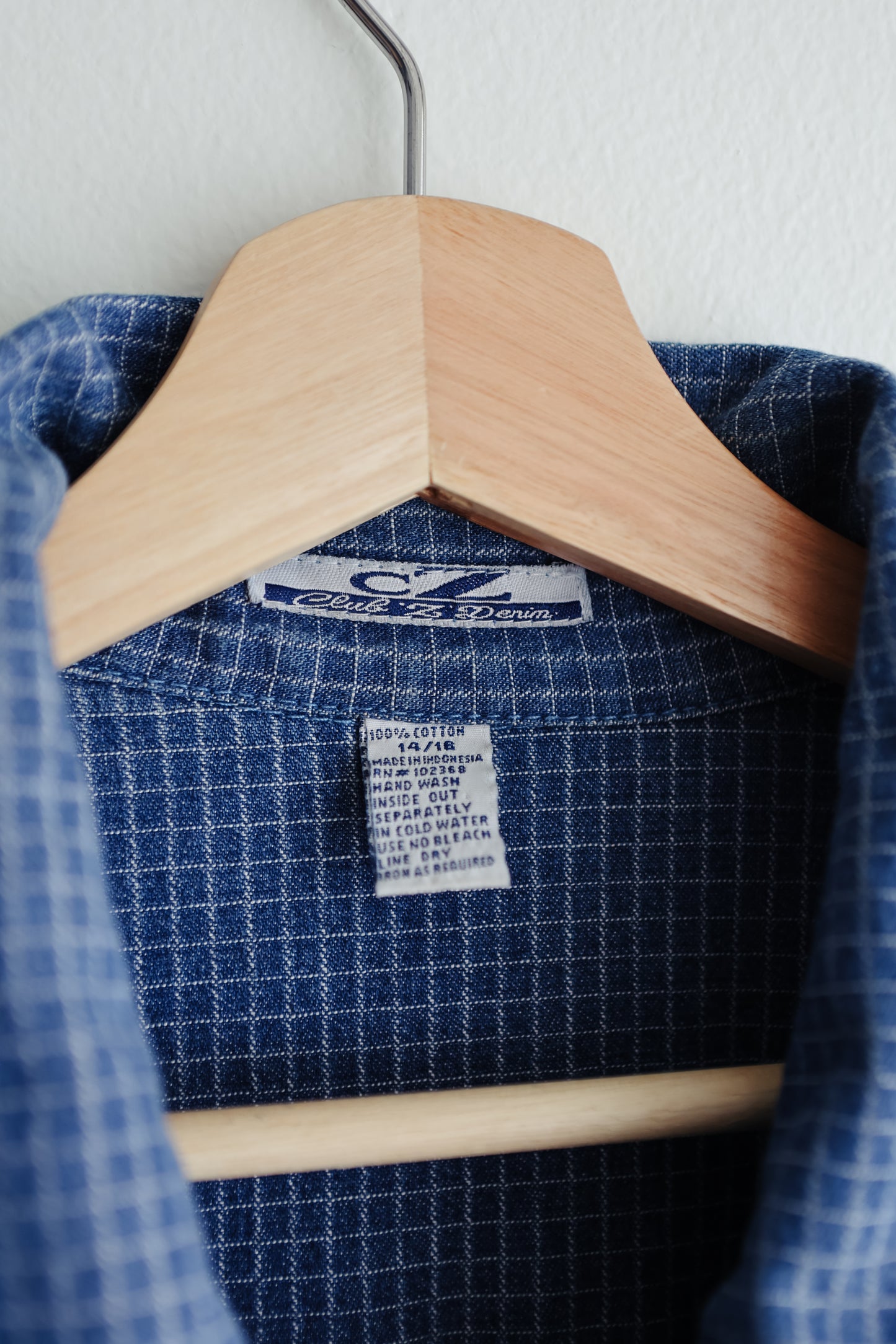 vintage grid denim zip shacket (M)