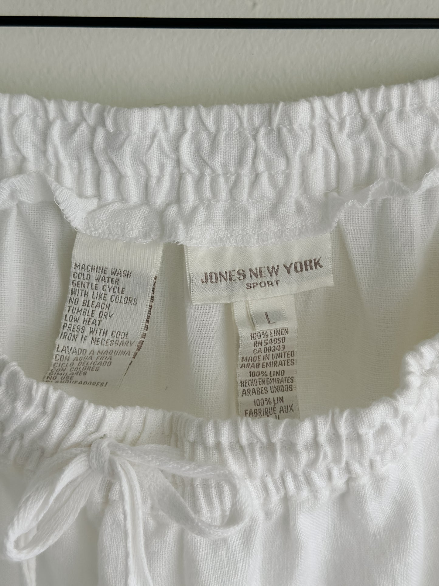 vintage white linen drawstring skirt (L)