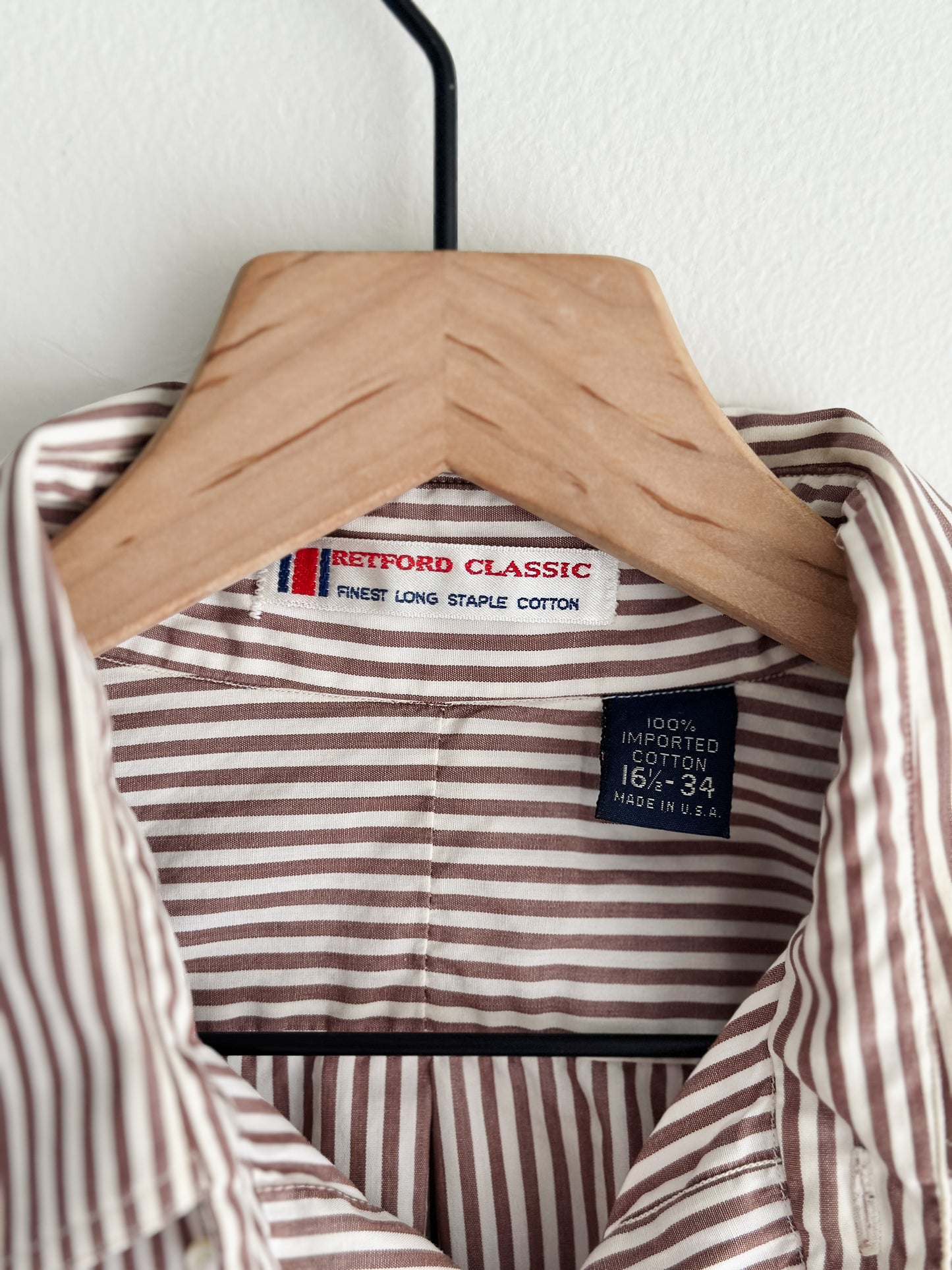 vintage brown stripe cotton shirt (M/L)