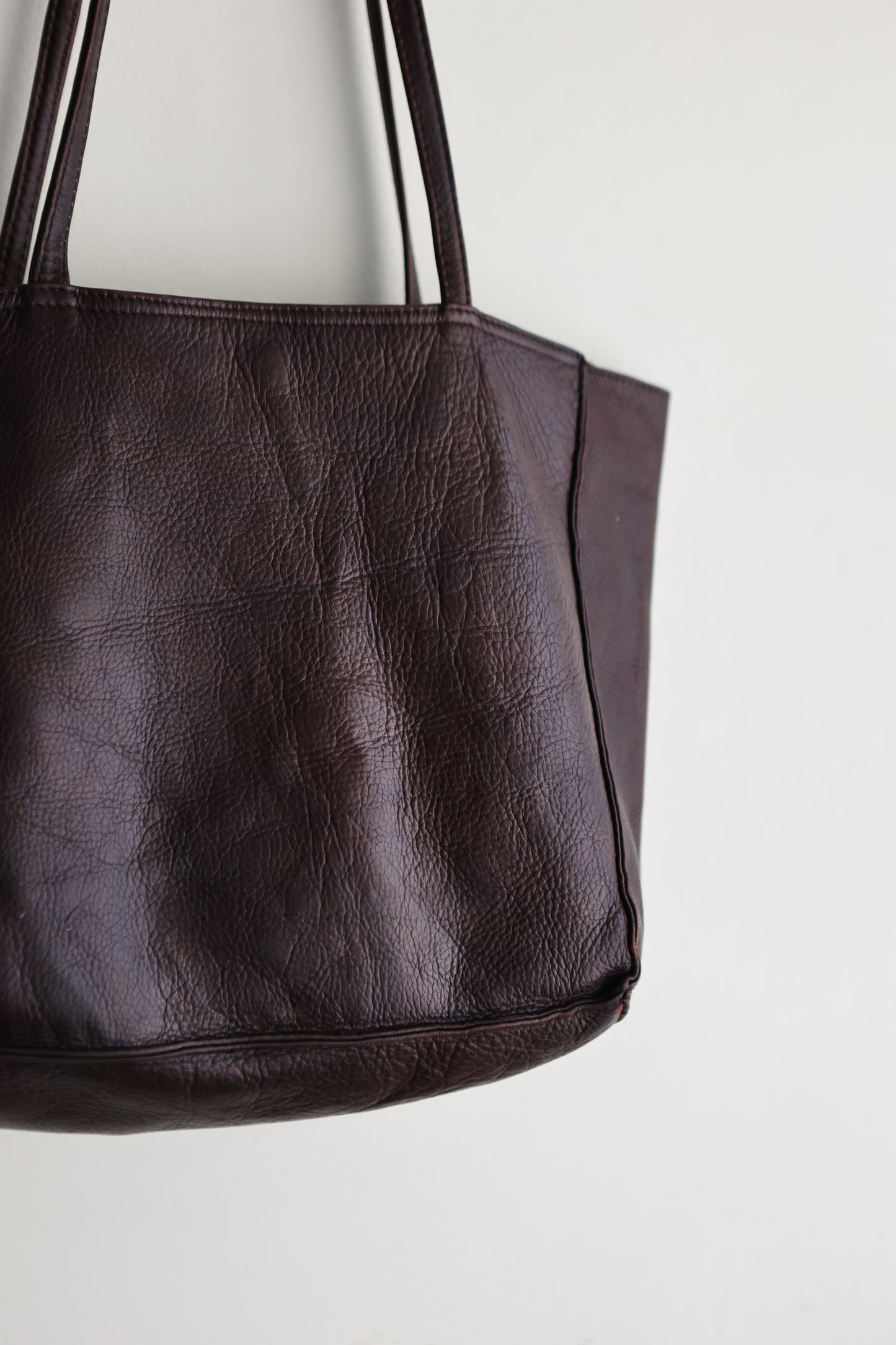 vintage espresso leather tote