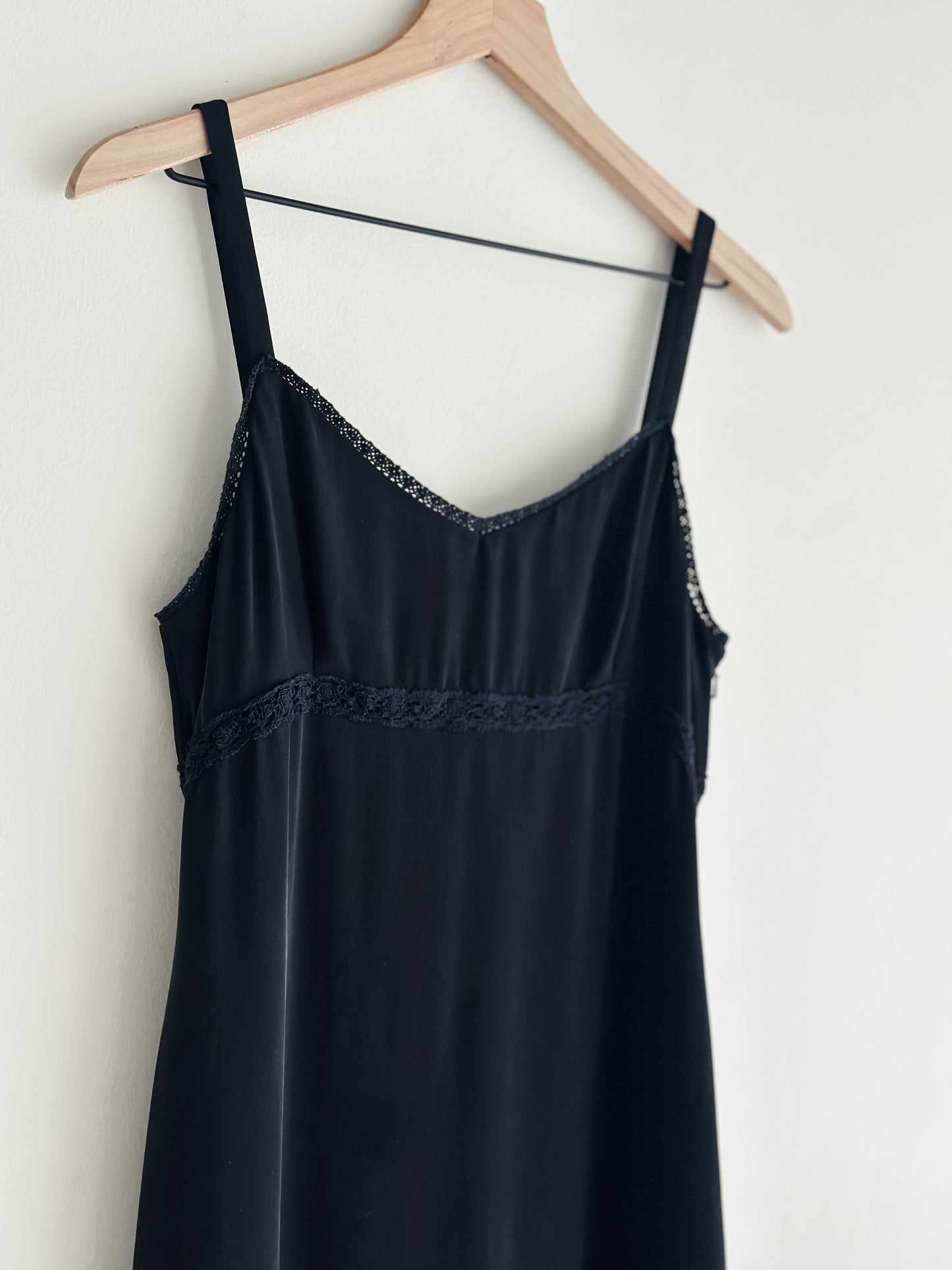 vintage black silk slip dress (S/M)