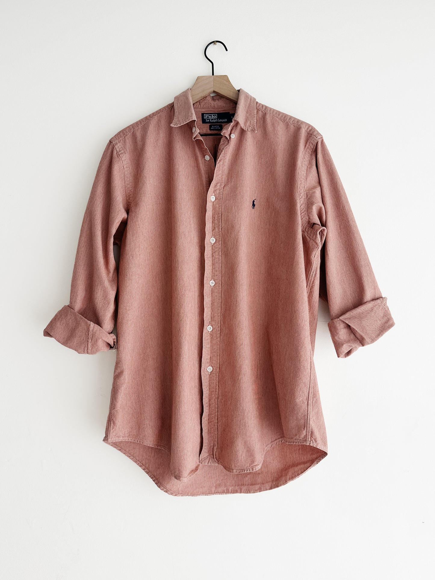 vintage apricot striped RL button down shirt (M)