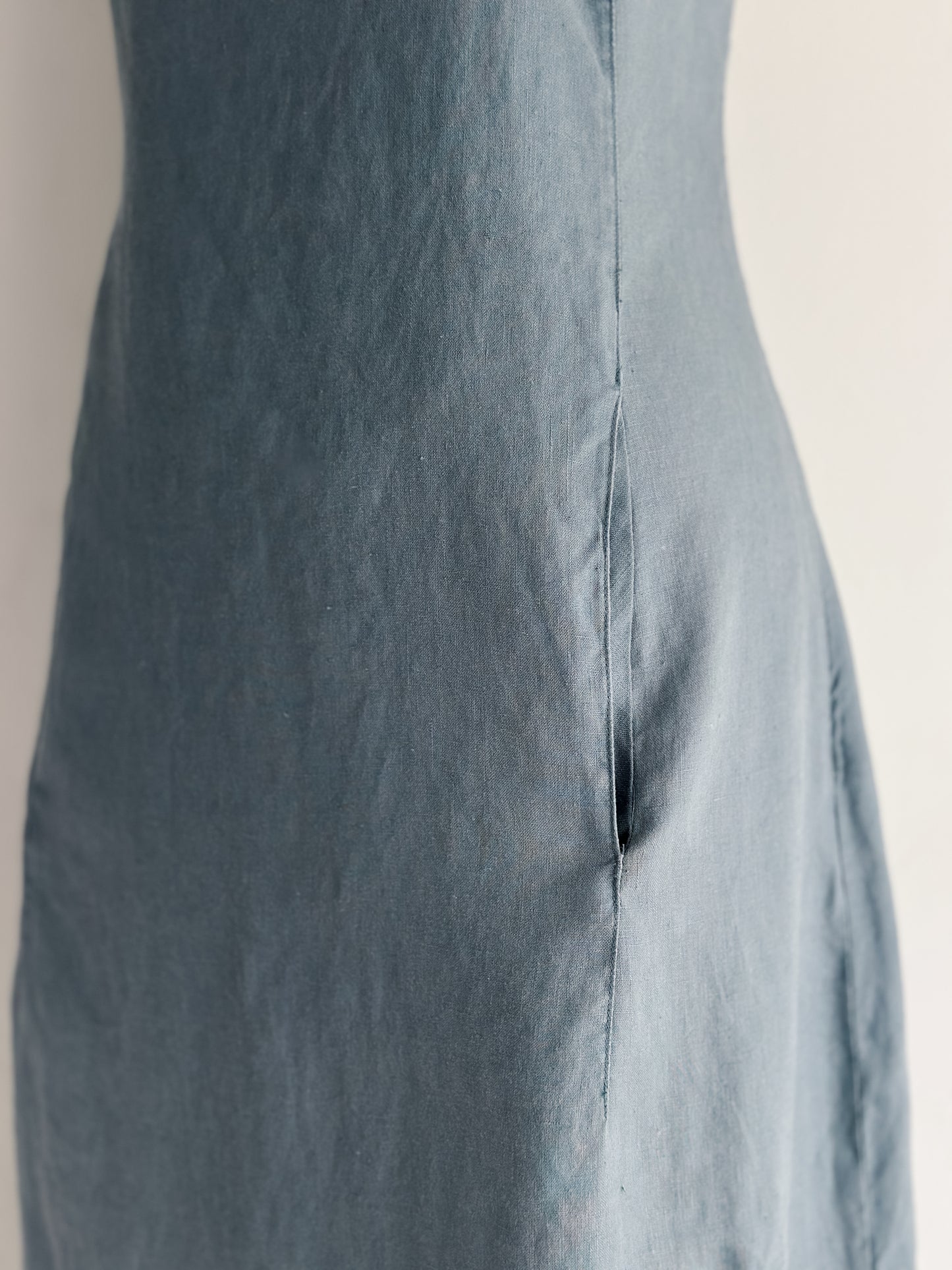 vintage sea glass linen dress (M)