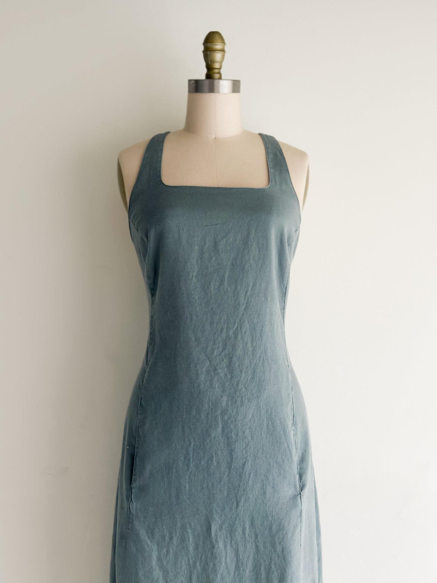 vintage sea glass linen dress (M)