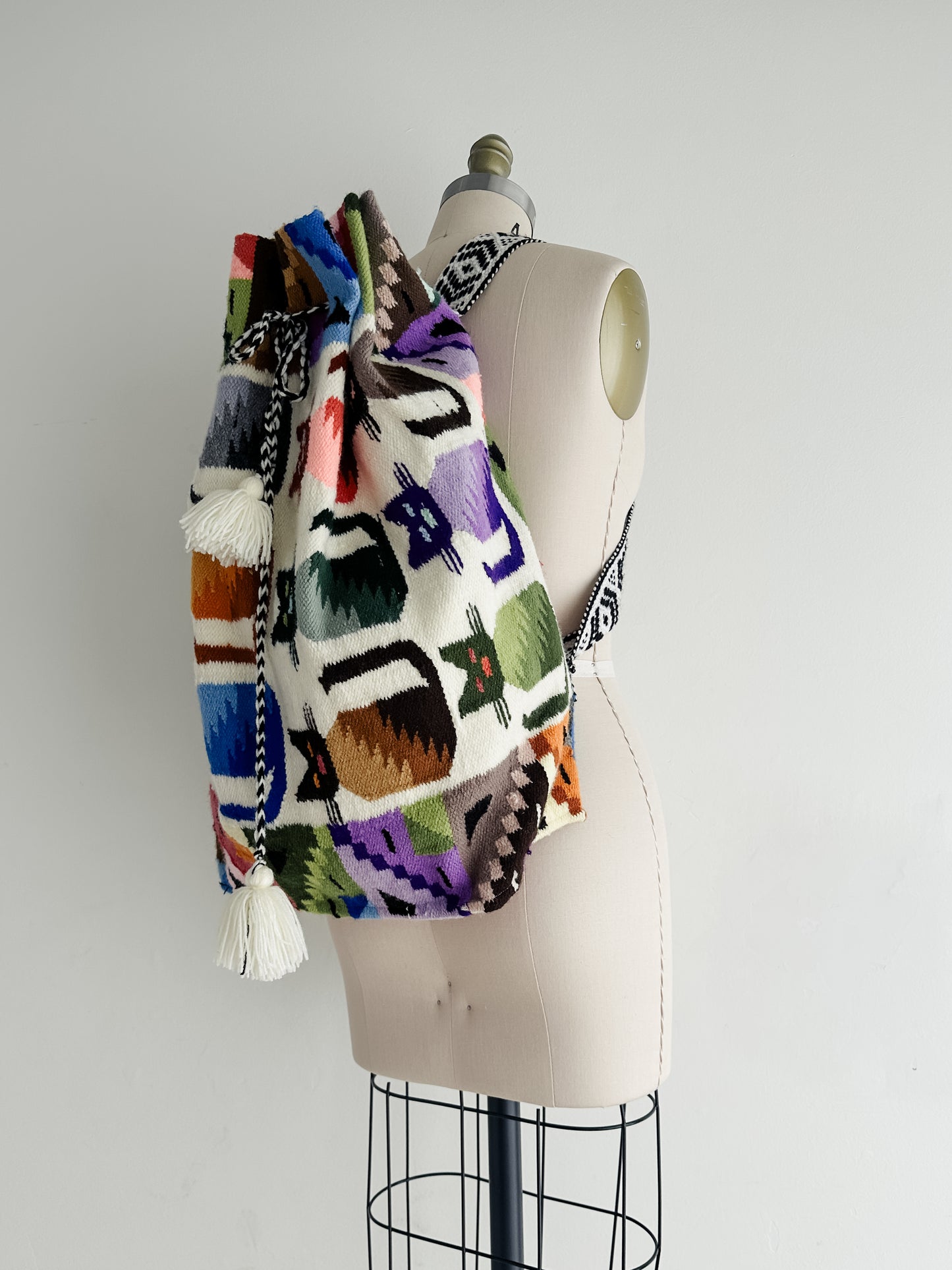 vintage Peruvian wool blanket backpack