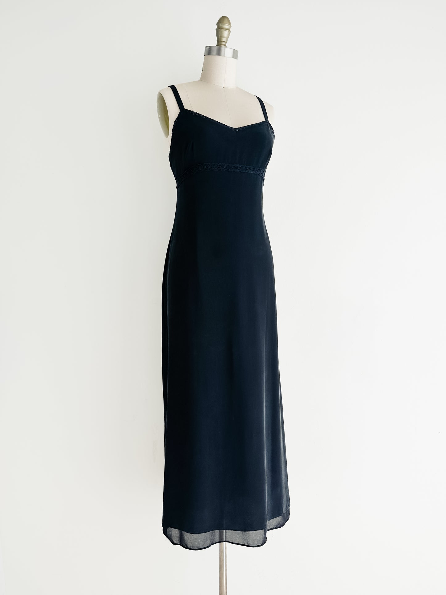 vintage black silk slip dress (S/M)