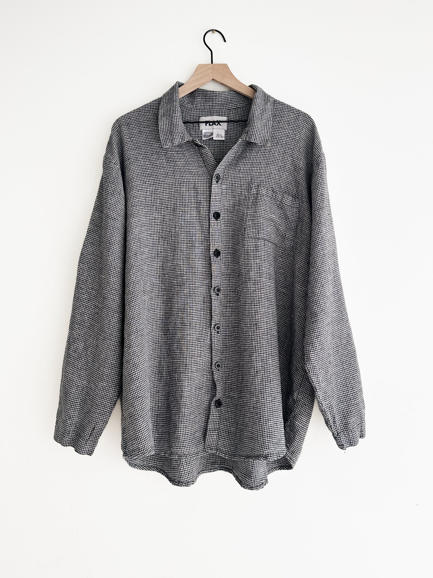 vintage FLAX check linen shirt (L)