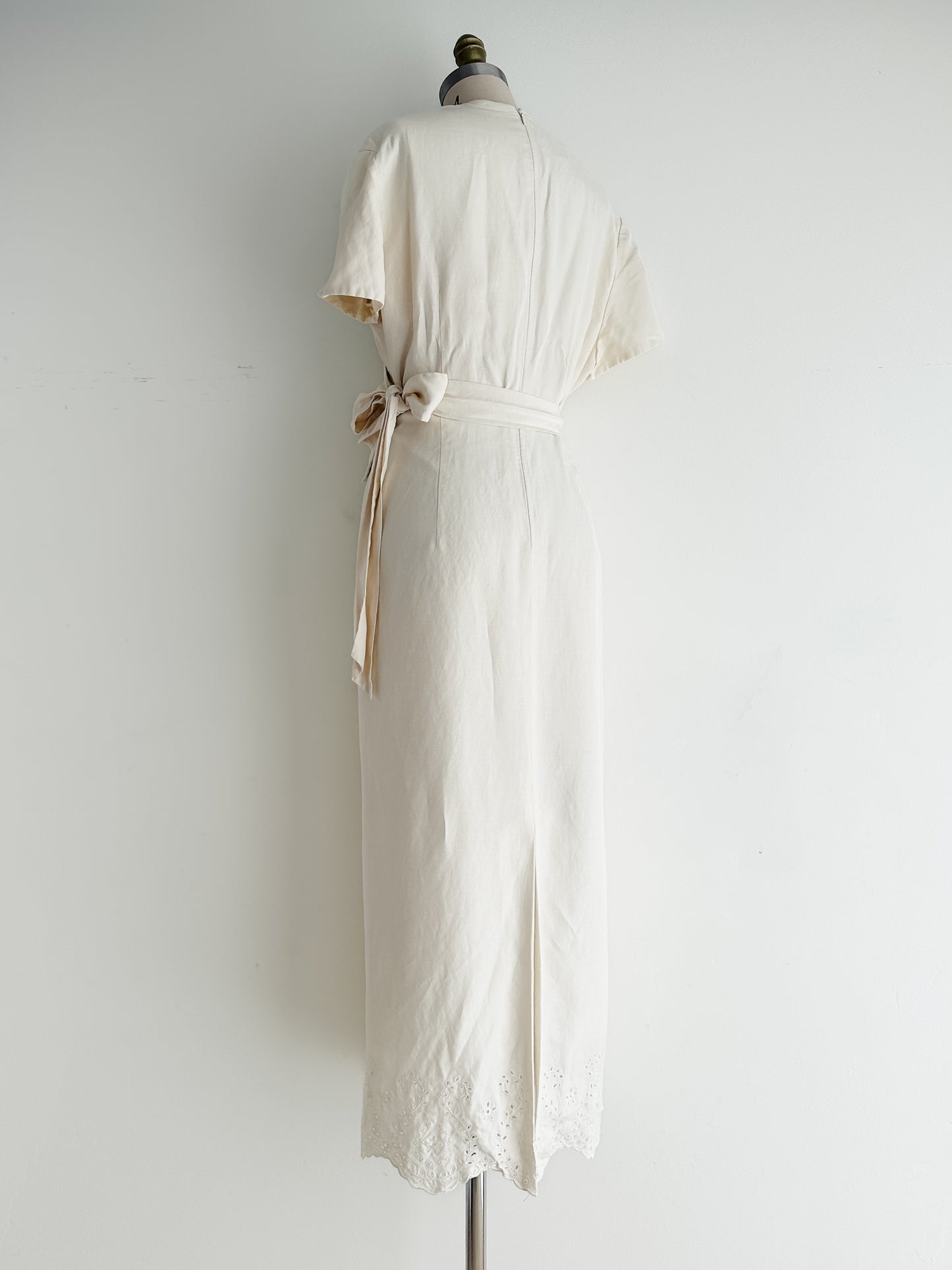 vintage cream silk wrap dress (M)