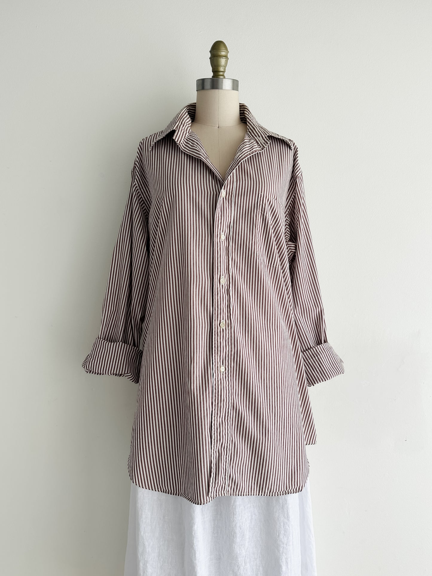 vintage brown stripe cotton shirt (M/L)