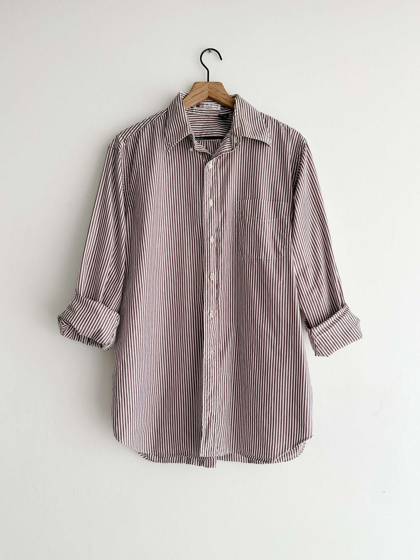 vintage brown stripe cotton shirt (M/L)