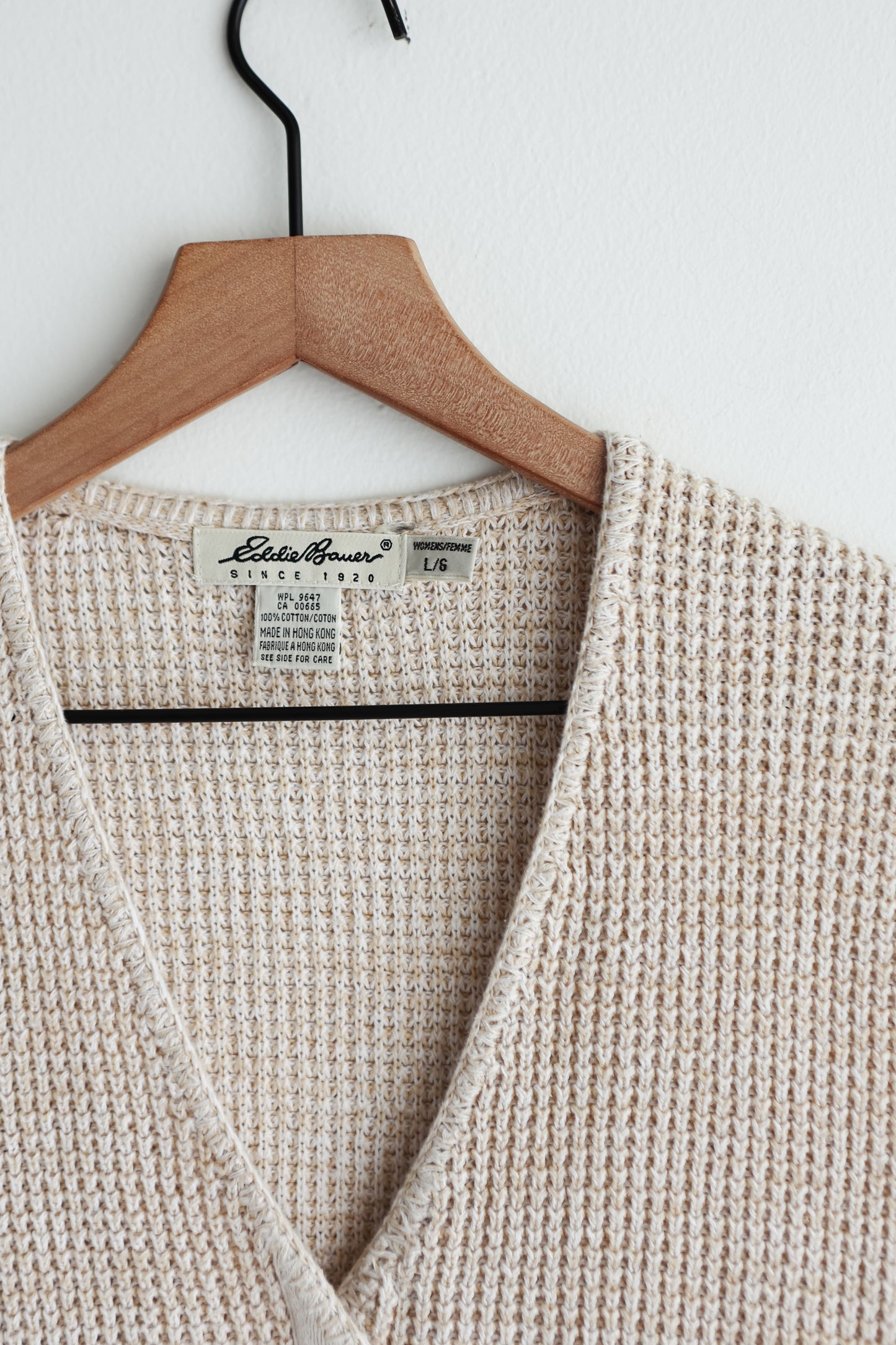 vintage sleeveless waffle knit sweater (L)