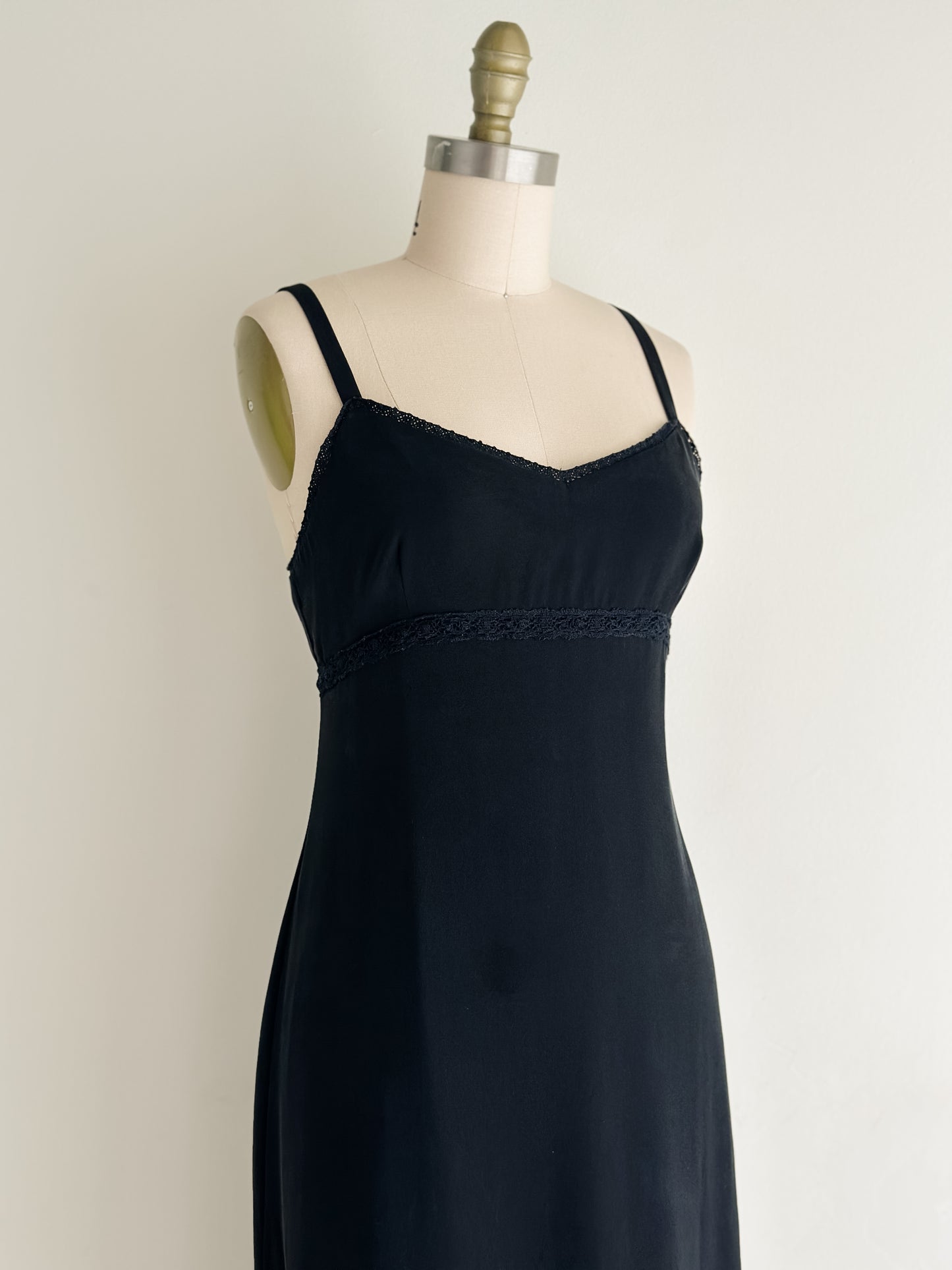 vintage black silk slip dress (S/M)