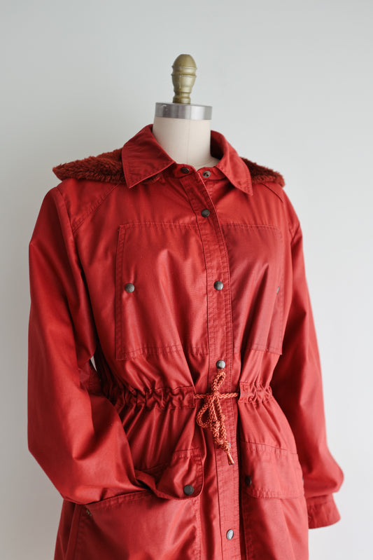 vintage brick red hooded jacket (S)