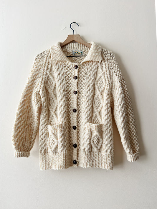 vintage Irish wool fisherman cardigan (S/M)