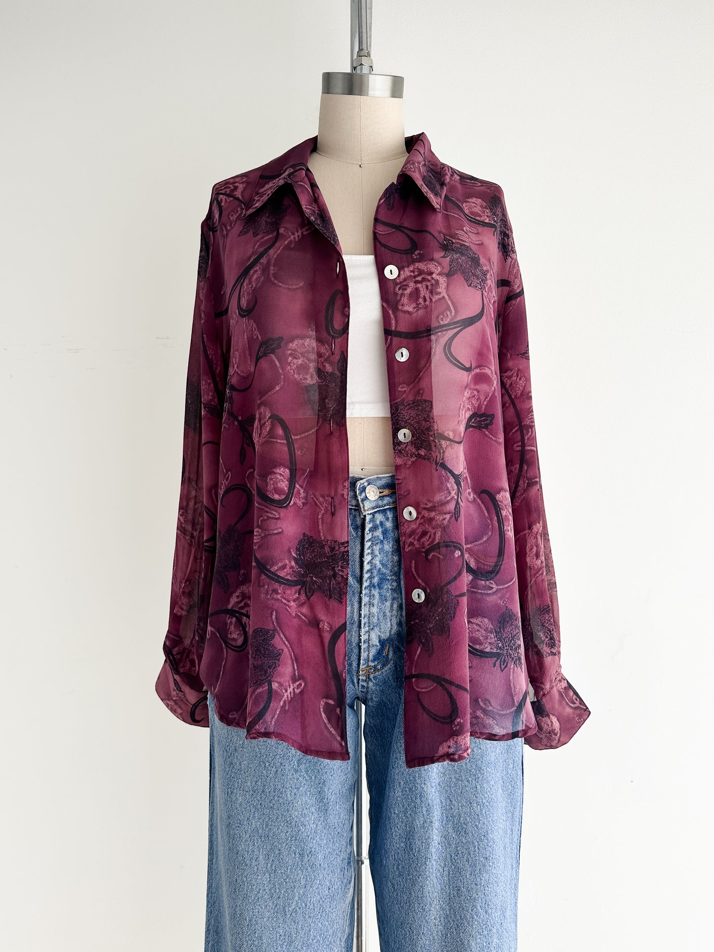 vintage sheer silk blouse (M)
