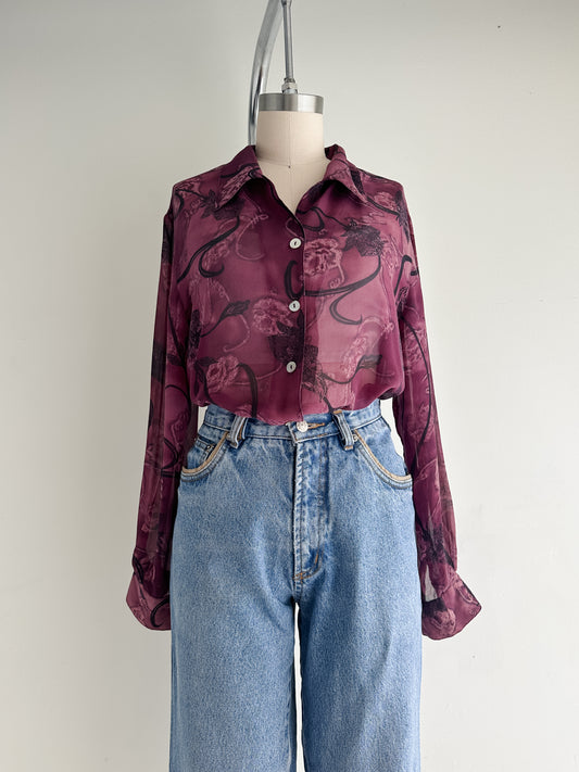 vintage sheer silk blouse (M)
