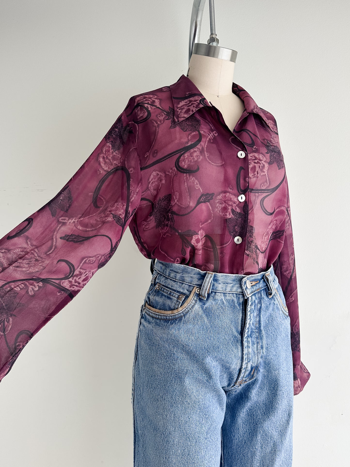 vintage sheer silk blouse (M)