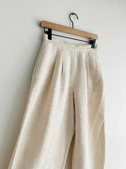 vintage Valentino cream silk jacquard pants (XS)