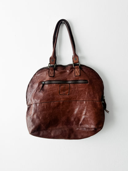 not yet vintage cognac leather tote