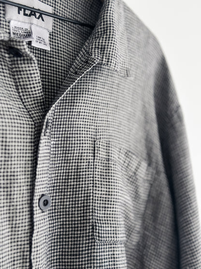 vintage FLAX check linen shirt (L)