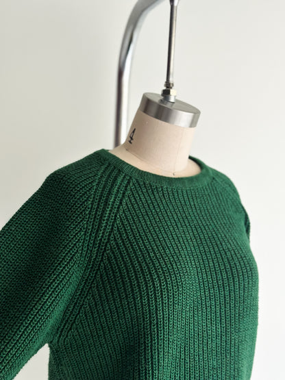 vintage spruce green ribbed sweater (S/M)