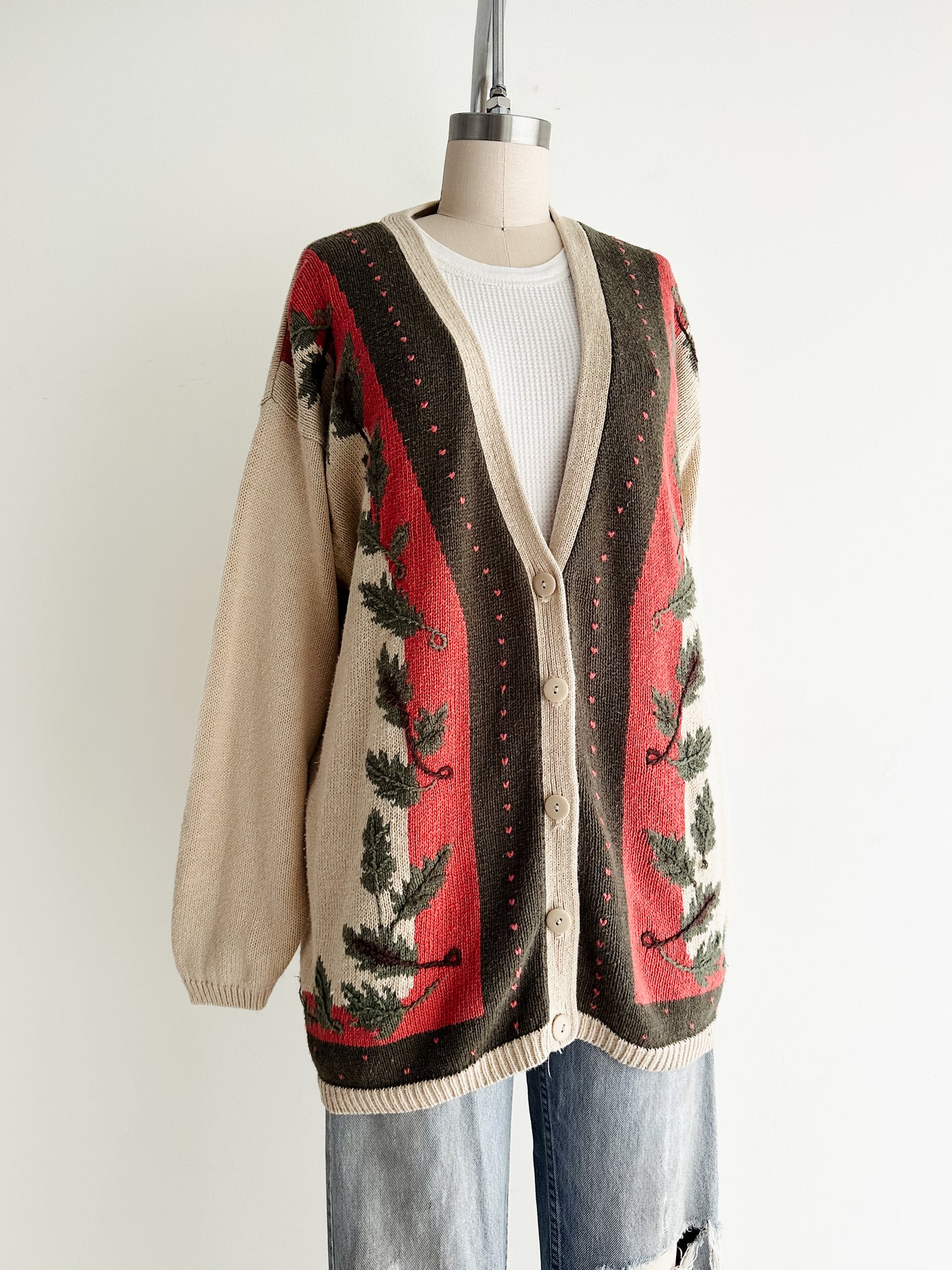 vintage cotton vines cardigan (L)