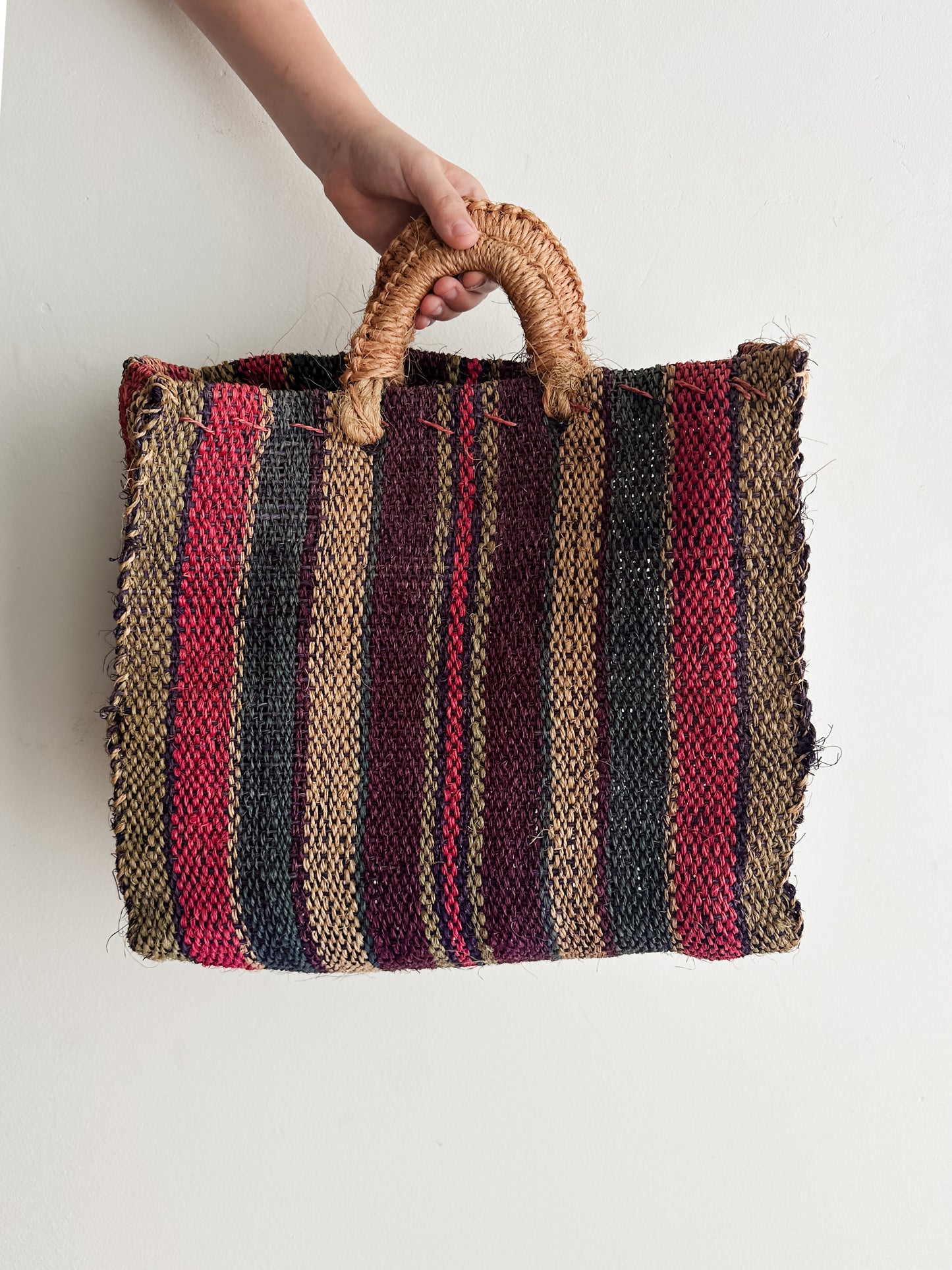 vintage jute tote bag