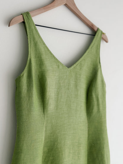 vintage lime linen dress (M)