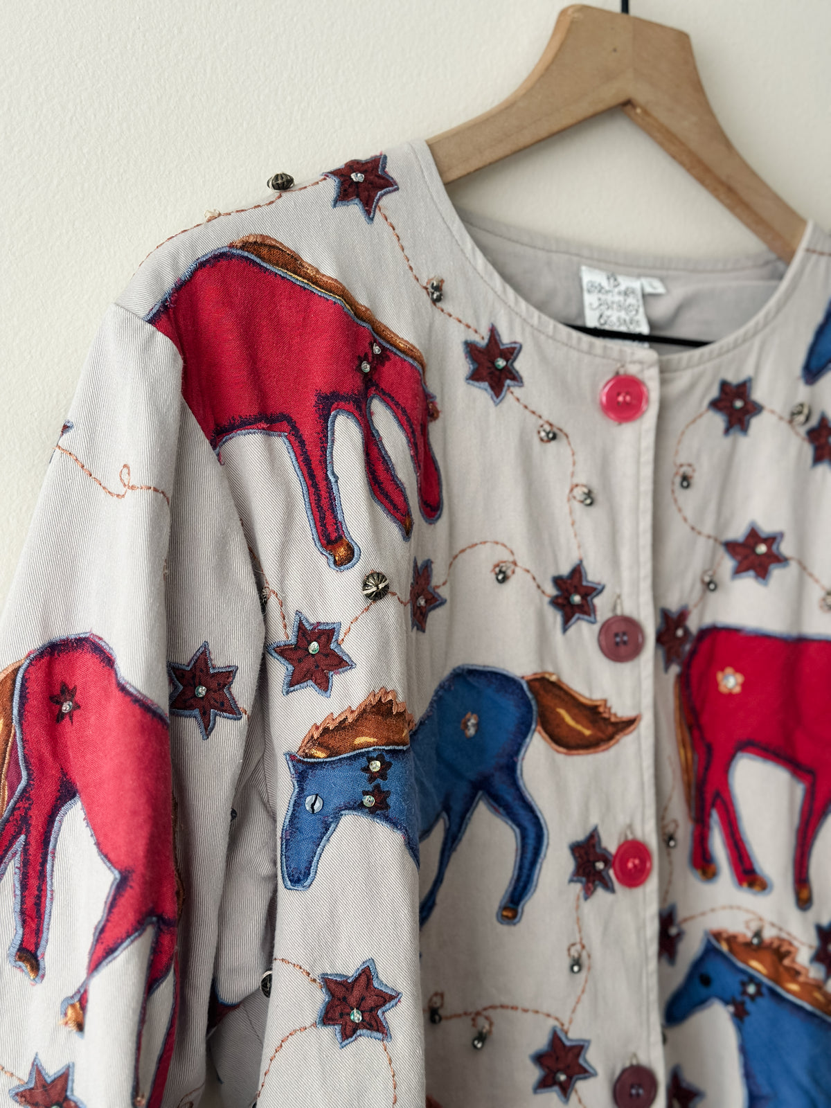 vintage cotton folk-art appliqué jacket (M/L)
