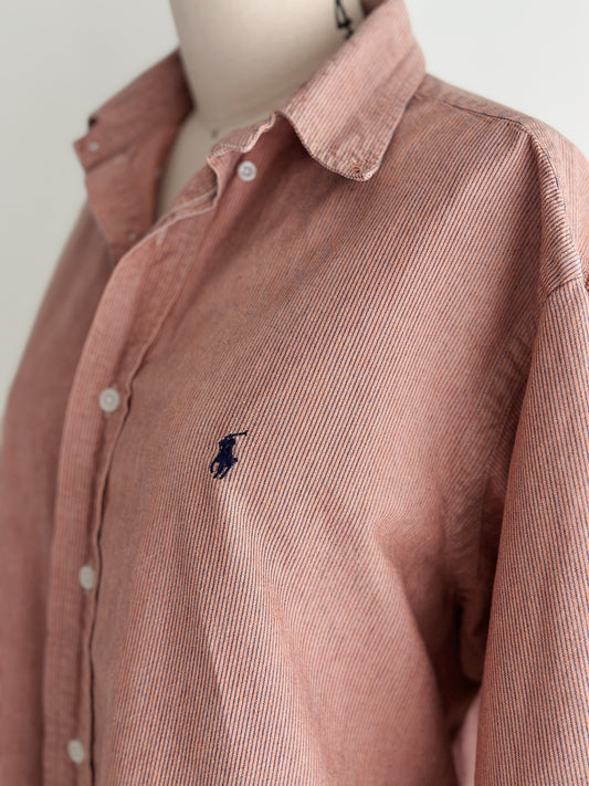 vintage apricot striped RL button down shirt (M)