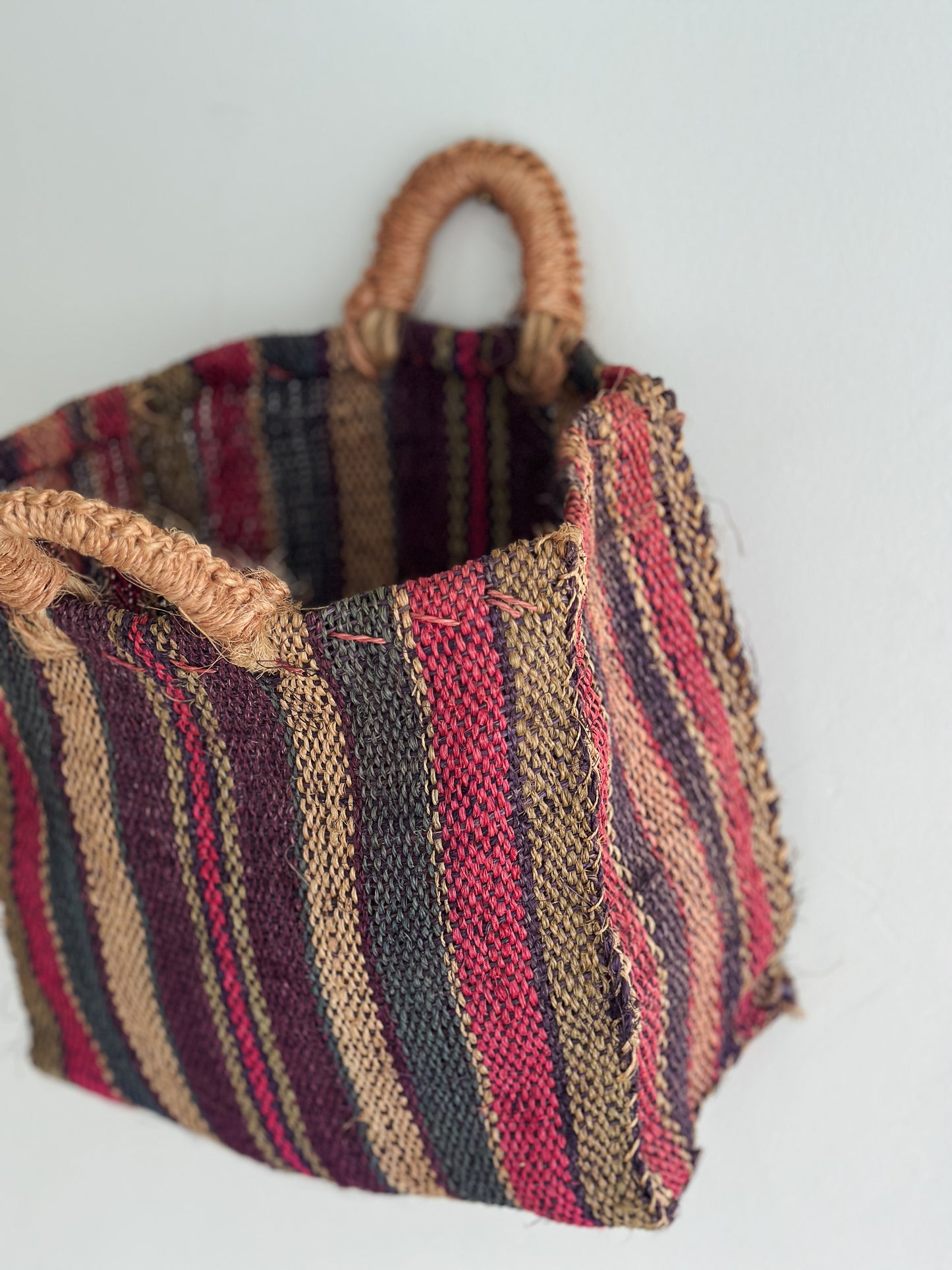 vintage jute tote bag