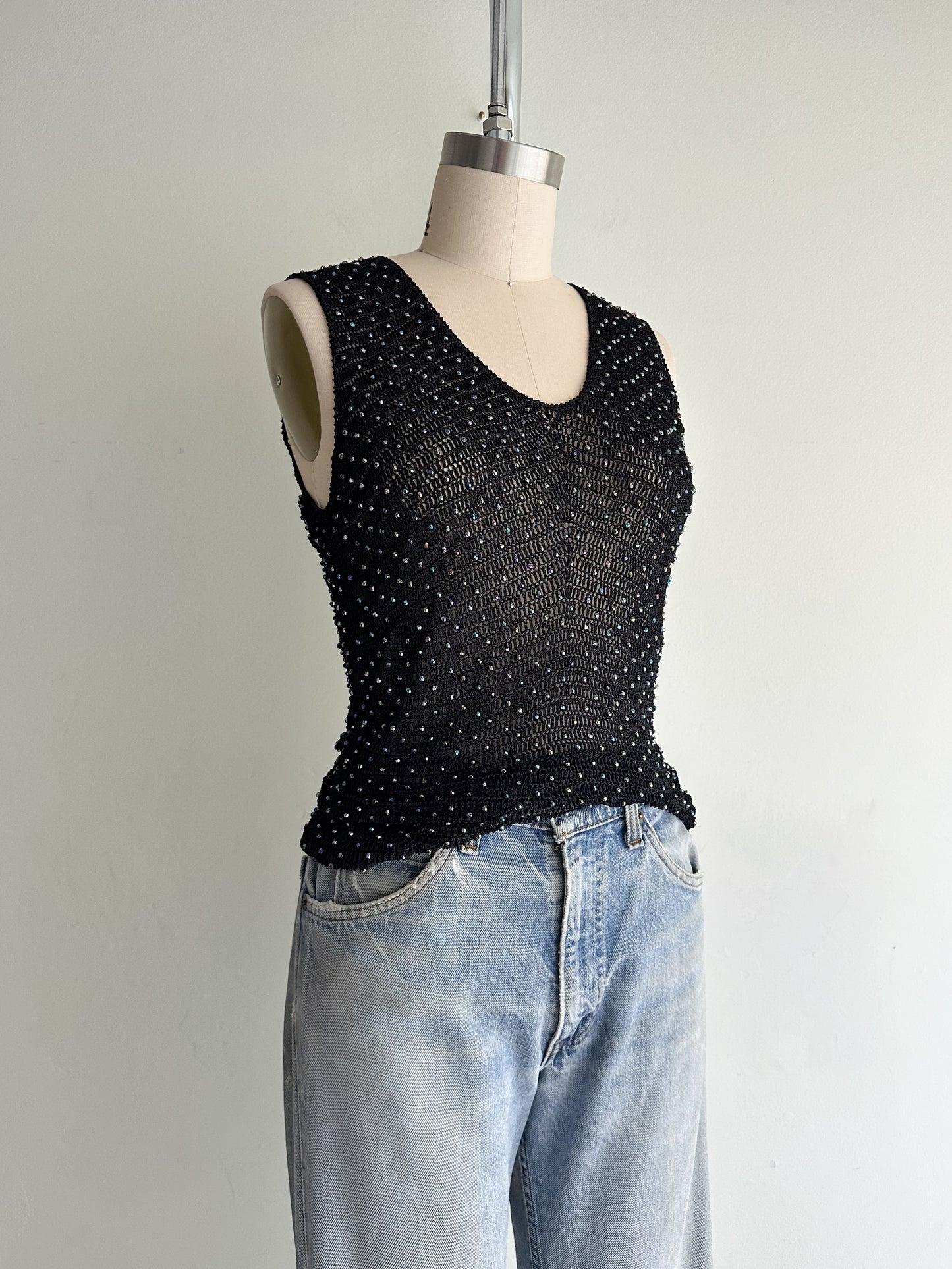 vintage beaded tank + cardigan (S)