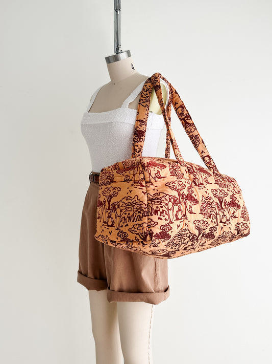 vintage quilted cotton weekender bag