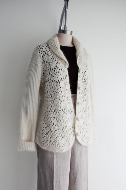 vintage cream angora cardigan (S/M)