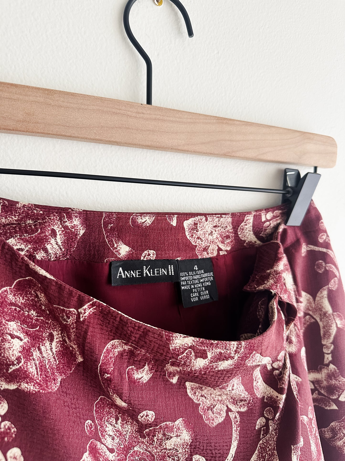 vintage merlot silk wrap skirt (S)