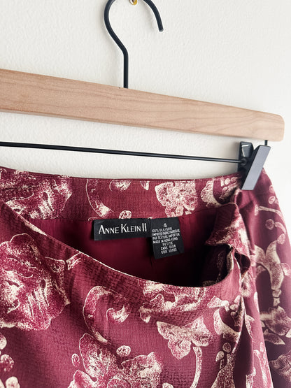 vintage merlot silk wrap skirt (S)