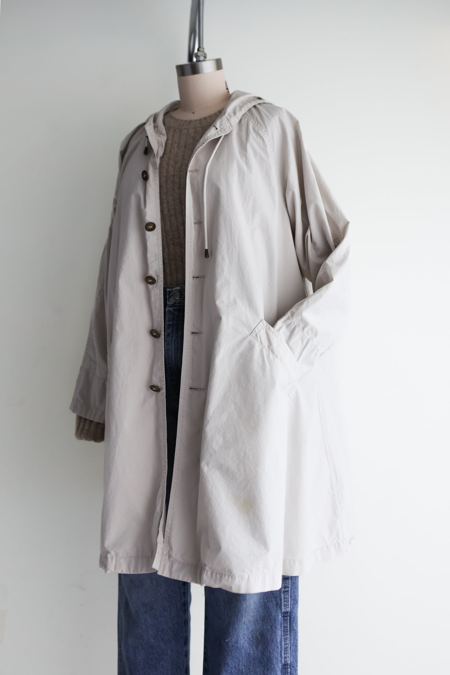 vintage canvas hooded swing jacket (M)