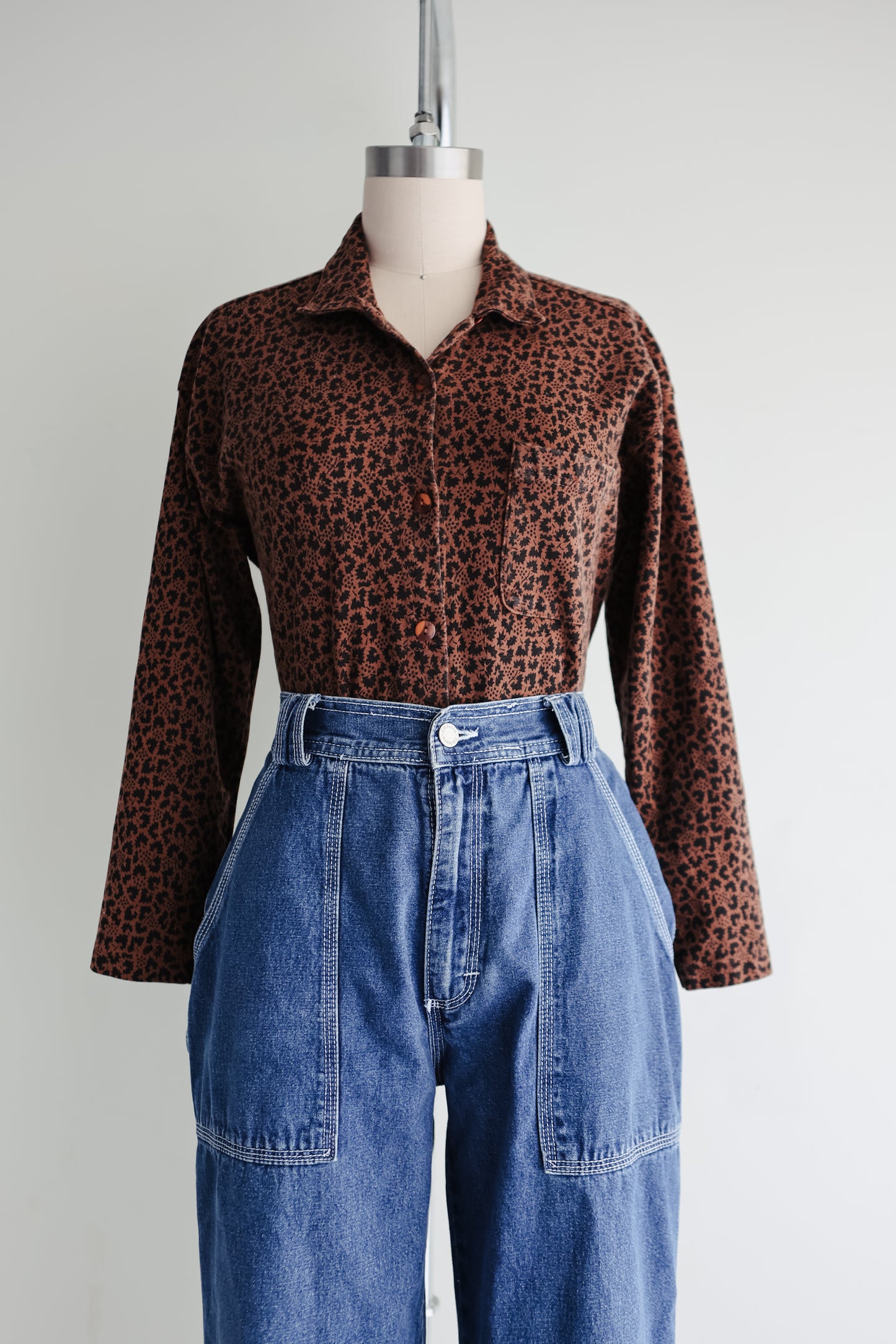 vintage leaf print shirt (S)