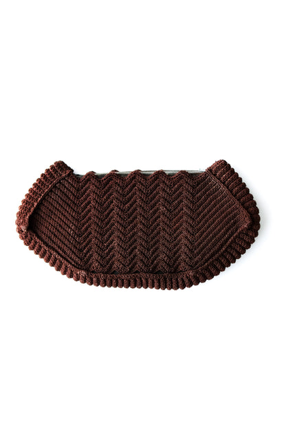 vintage 1930s chocolate knit clutch handbag