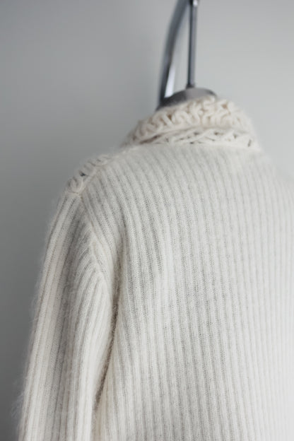 vintage cream angora cardigan (S/M)